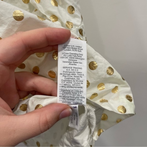 Crewcuts Dotted Polka Dot Gold White Ruffle Neck Long Sleeve Blouse Girls 8 - Picture 8 of 8
